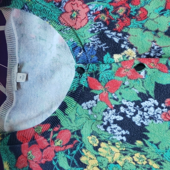Talbots Sweaters - Dark floral crewneck cardigan sweater
